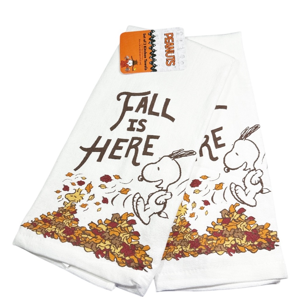 NEW Peanuts Snoopy & Woodstock FALL IS HERE Kitchen Towel Set/2